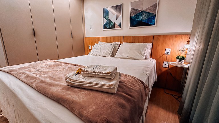 Flat 1Q, cama queen e sofá-cama - Blend Marista