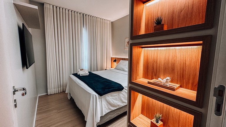 Flat 1Q, cama queen e sofá-cama - Blend Marista