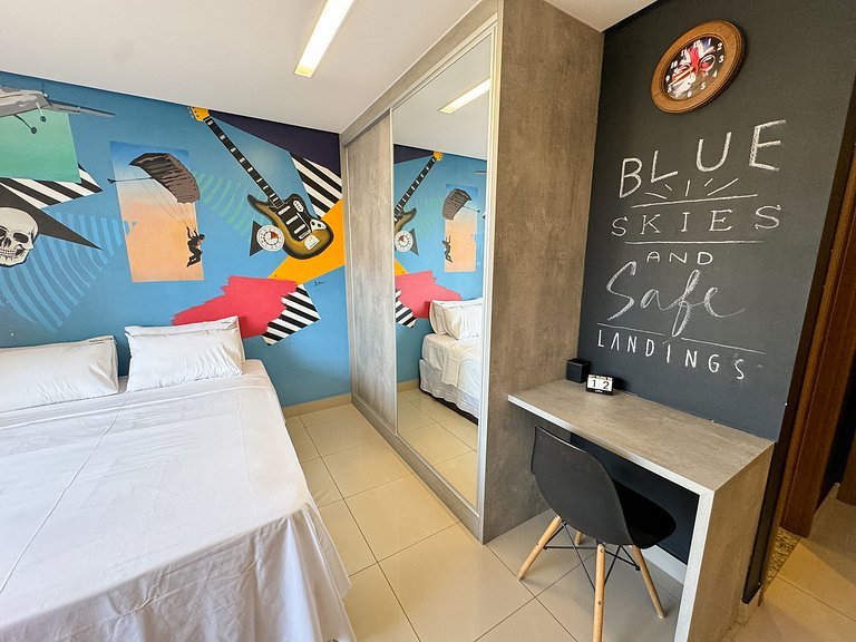 Flat moderno c/ vista + piscina e academia | Bueno