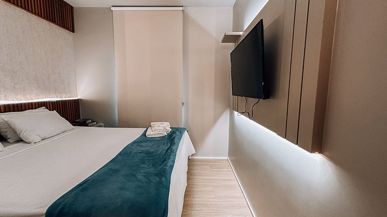 Flat 1Q, cama queen - próx Órion/IPOG/CBCO
