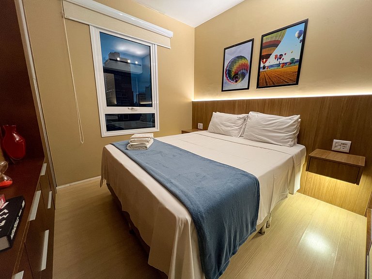 Apto 1Q, cama queen e sofá-cama - Blend Marista