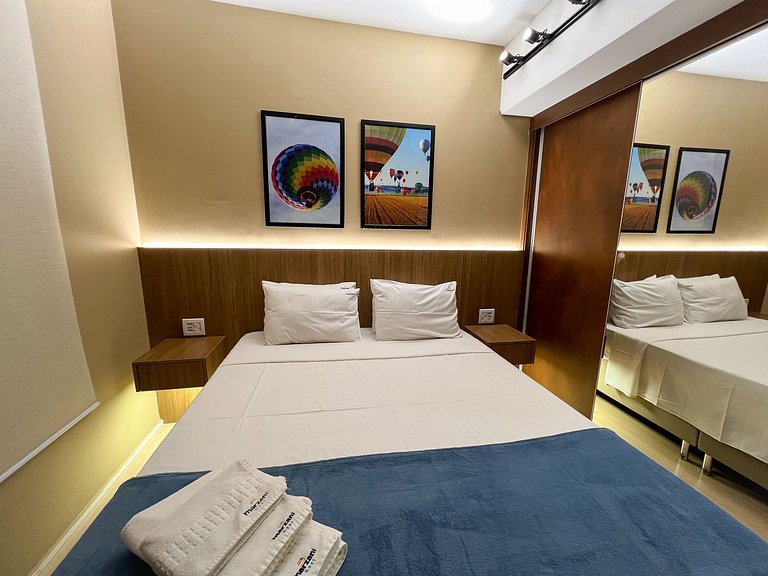 Apto 1Q, cama queen e sofá-cama - Blend Marista