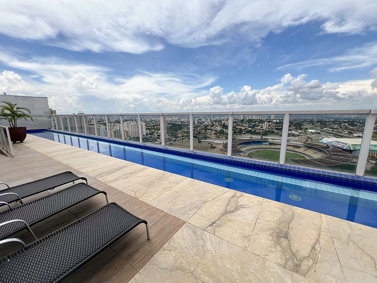 Apto 1Q com varanda | Piscina na cobertura