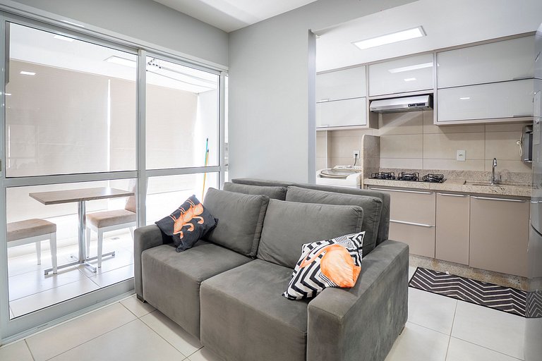 Apto 2Q moderno | Varanda c/ vista | Piscina