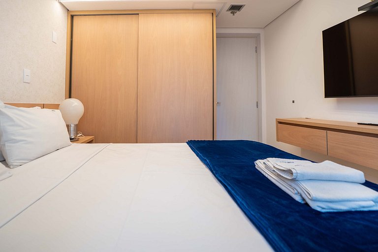 Apto 1Q, cama queen e sofá-cama - Blend Marista