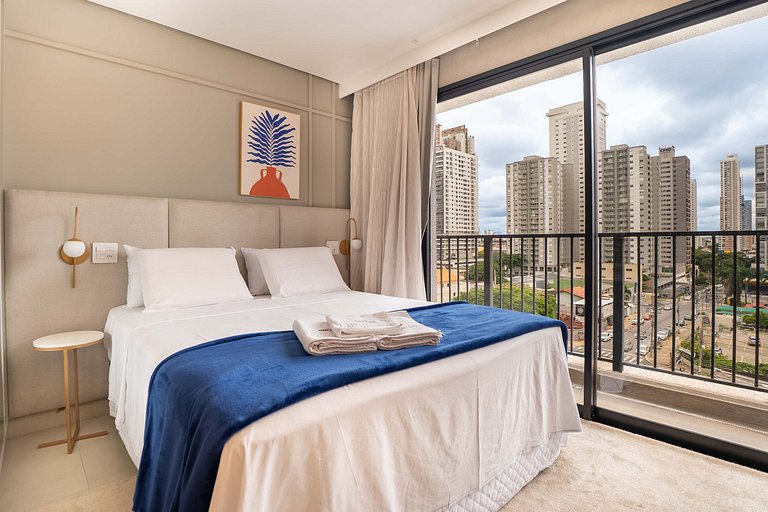 Flat novo e moderno | Piscina + academia | Bueno