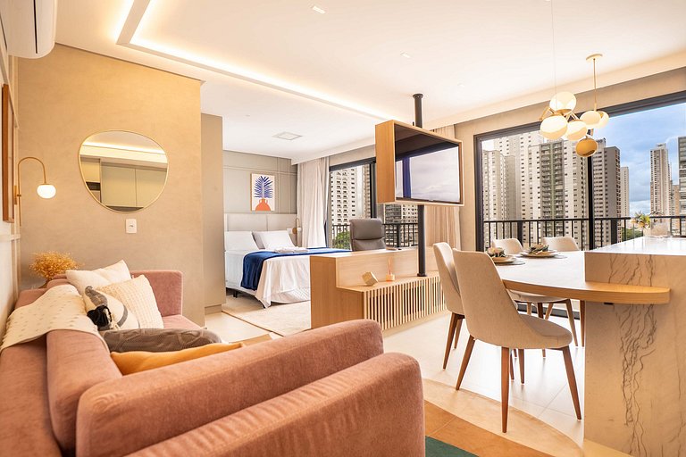 Flat novo e moderno | Piscina + academia | Bueno