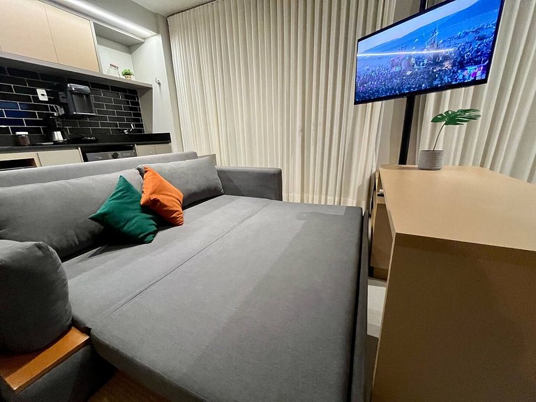 Studio no Bueno | Garagem + Ar-Condicionado