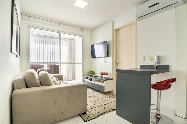 Apto 1Q Moderno | Piscina Rooftop + Garagem
