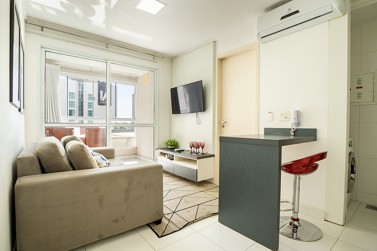Apto 1Q Moderno | Piscina Rooftop + Garagem