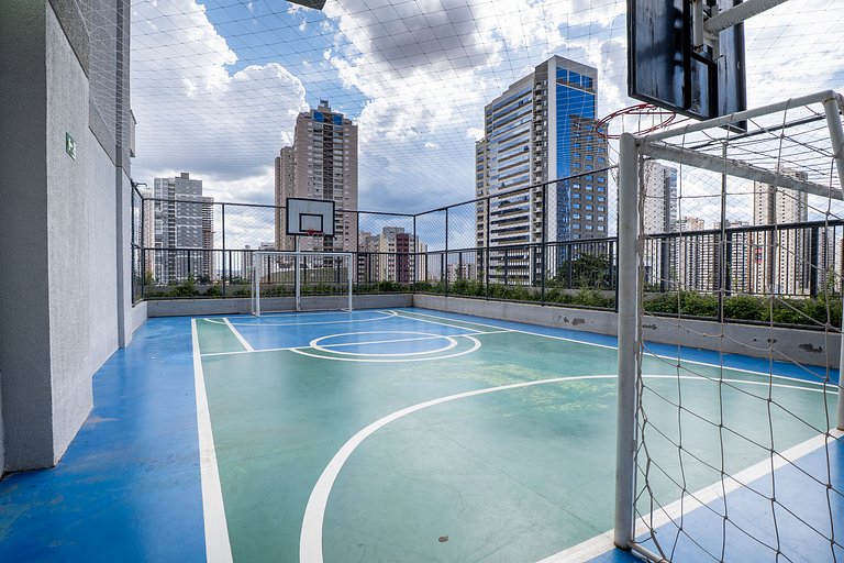 Flat confortável | Vista |  Piscina + Academia