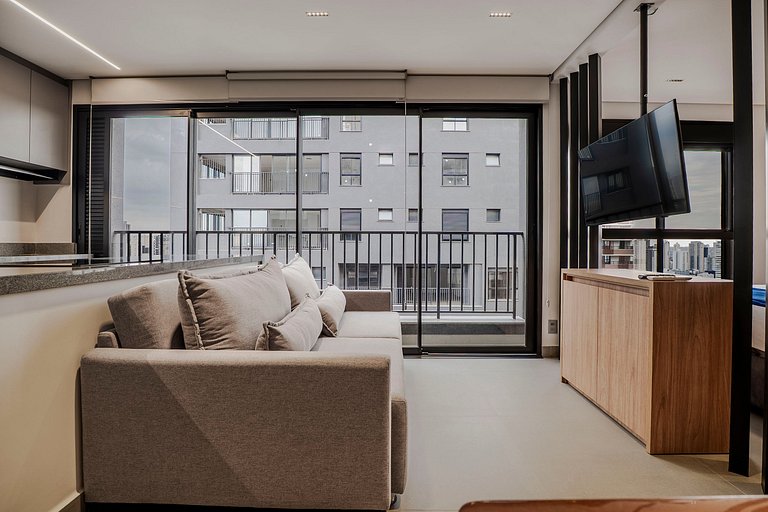 Flat moderno | Piscina + garagem | Setor Oeste