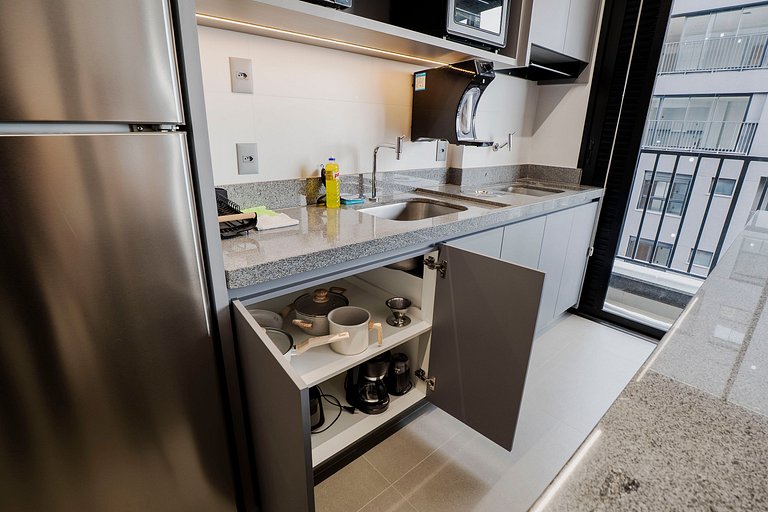 Flat moderno | Piscina + garagem | Setor Oeste