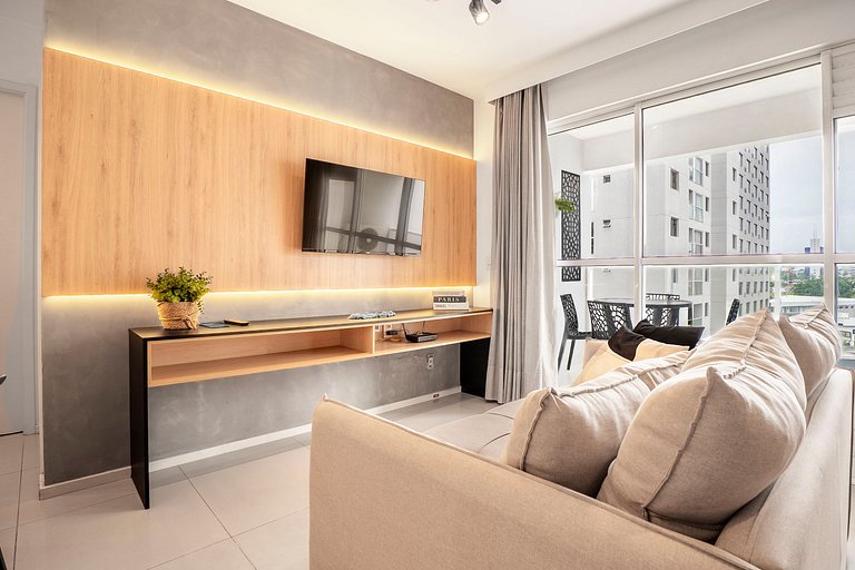 Flat Moderno | Varanda Privativa | Rooftop Piscina