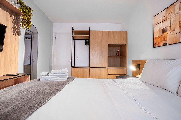 Flat Moderno | Varanda Privativa | Rooftop Piscina
