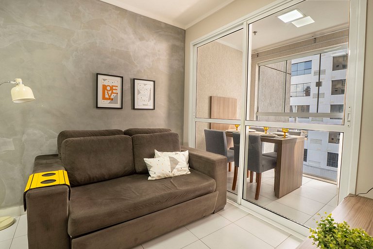 Flat 1Q com suíte |  Piscina + Academia