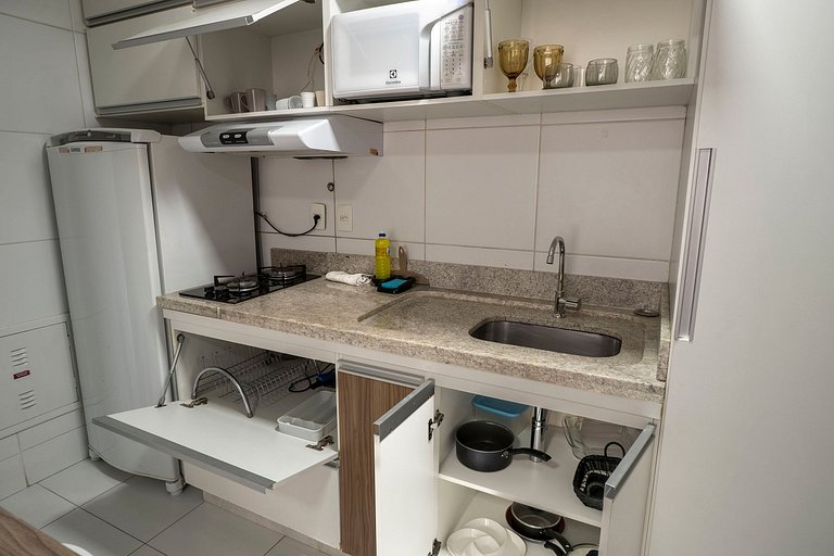 Flat 1Q com suíte |  Piscina + Academia