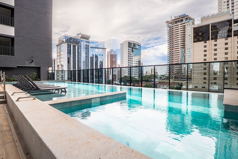 Flat moderno | Piscina + garagem | Setor Oeste
