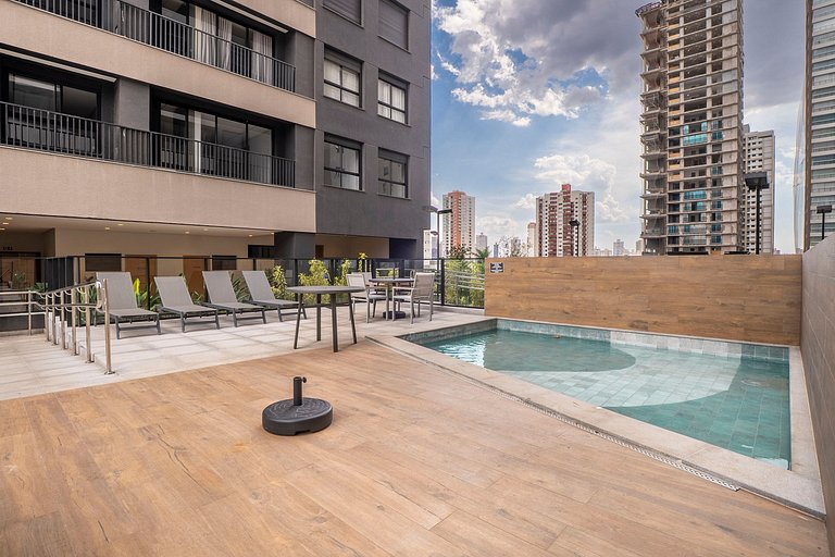 Flat moderno | Piscina + garagem | Setor Oeste